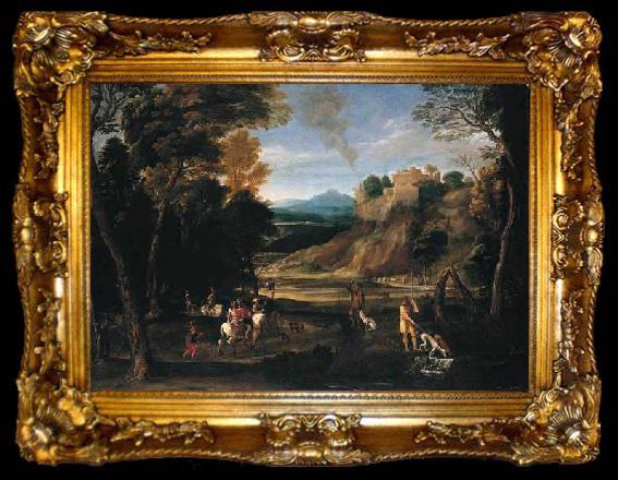 framed  unknow artist Landscape with a Hunting Party, ta009-2